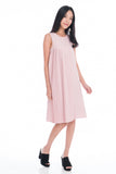 Dalia Pleated Layer Shift Dress in Powder Pink