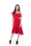 Sierra Off Shoulder Ruffle Top in Red