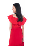Sierra Off Shoulder Ruffle Top in Red