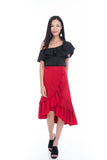 Sierra Off Shoulder Ruffle Top in Black