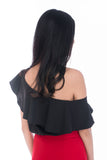 Sierra Off Shoulder Ruffle Top in Black