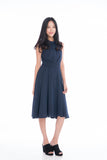Lillie Mandarin Collar Button Skater in Navy