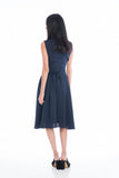 Lillie Mandarin Collar Button Skater in Navy