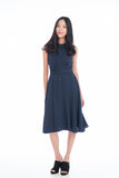 Lillie Mandarin Collar Button Skater in Navy