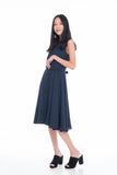 Lillie Mandarin Collar Button Skater in Navy