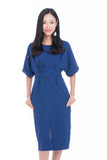 Laini Tie Cross Multiway Wiggle Dress in Blue