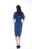 Laini Tie Cross Multiway Wiggle Dress in Blue
