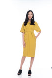 Laini Tie Cross Multiway Wiggle Dress in Mustard