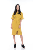 Laini Tie Cross Multiway Wiggle Dress in Mustard
