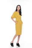 Laini Tie Cross Multiway Wiggle Dress in Mustard
