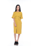Laini Tie Cross Multiway Wiggle Dress in Mustard