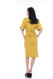 Laini Tie Cross Multiway Wiggle Dress in Mustard