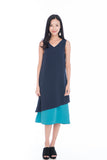 Erin Reversible Midi Dress in Navy