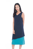 Erin Reversible Midi Dress in Navy