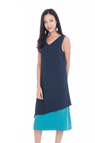 Erin Reversible Midi Dress in Navy