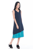 Erin Reversible Midi Dress in Navy