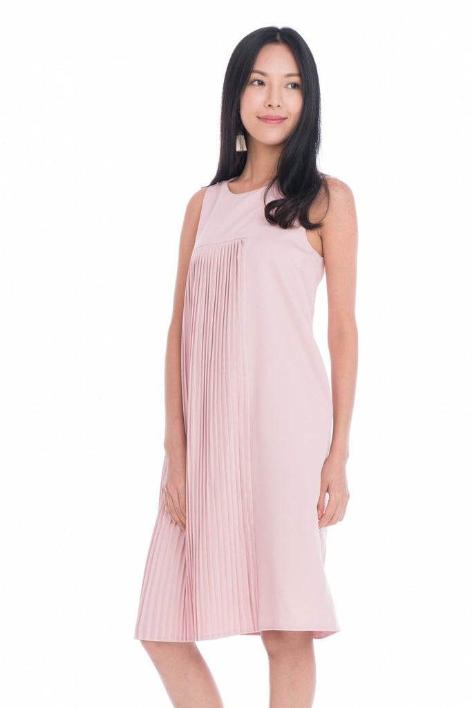 Dalia Pleated Layer Shift Dress in Powder Pink Mint Ooak Dalia Pleated Layer Shift Dress in Powder Pink Mint Ooak