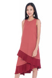 Leia Assymetrical Colour Block Ruffle Dress