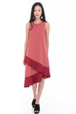 Leia Assymetrical Colour Block Ruffle Dress