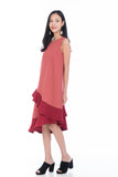 Leia Assymetrical Colour Block Ruffle Dress