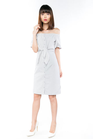 Bev Off-Shoulder Tie Dress