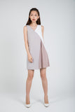Sara Pleated Colour Block Shift in Nude