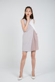 Sara Pleated Colour Block Shift in Nude
