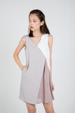 Sara Pleated Colour Block Shift in Nude