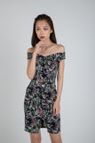 Weiner Off Shoulder Slit Shealth in Print