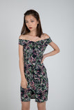 Weiner Off Shoulder Slit Shealth in Print