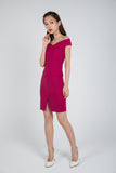 Weiner Off Shoulder Slit Shealth in Pink