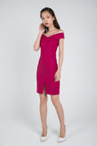 Weiner Off Shoulder Slit Shealth in Pink