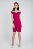Weiner Off Shoulder Slit Shealth in Pink