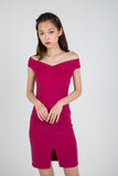 Weiner Off Shoulder Slit Shealth in Pink