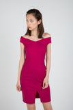 Weiner Off Shoulder Slit Shealth in Pink