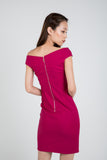 Weiner Off Shoulder Slit Shealth in Pink