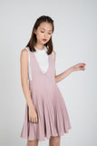 Lilia Pleated Pinafore In Dusty Pink