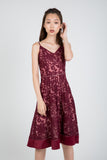 Cher Organza Lace Satin Skater in Wine