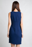 Delco V Neck Peplum Dress in Navy