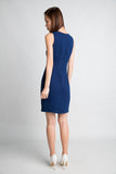 Delco V Neck Peplum Dress in Navy