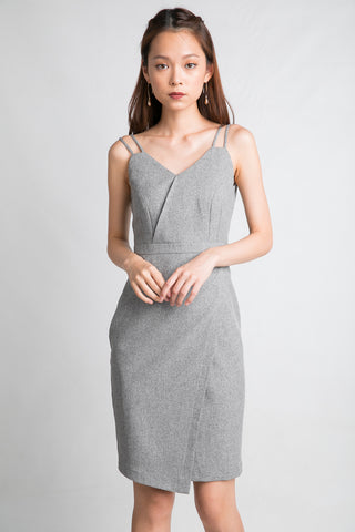 Sweet-heart Double Straps Midi in Heather Grey