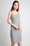 Sweet-heart Double Straps Midi in Heather Grey