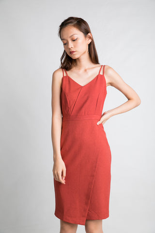 Sweet-heart Double Straps Midi in Burnt Orange