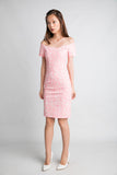 Ava Off Shoulder Prints Dress In Pink