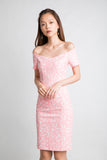 Ava Off Shoulder Prints Dress In Pink