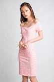 Ava Off Shoulder Prints Dress In Pink