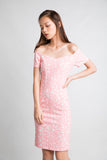 Ava Off Shoulder Prints Dress In Pink