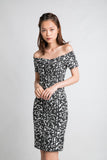 Ava Off Shoulder Prints Dress In Black