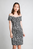Ava Off Shoulder Prints Dress In Black
