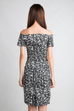 Ava Off Shoulder Prints Dress In Black